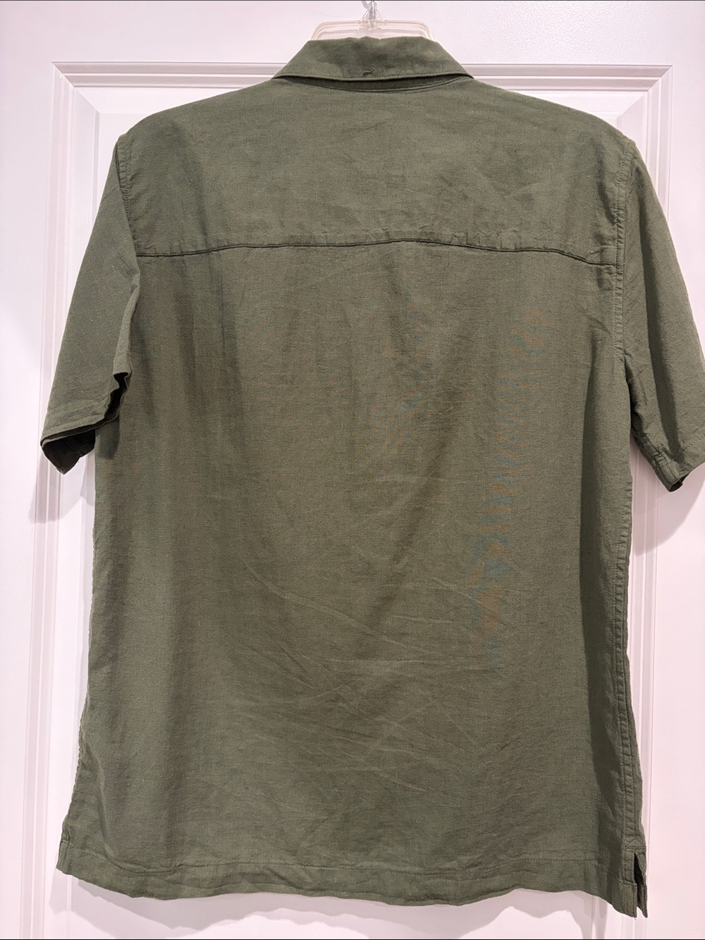 GAP Men’s Olive Short Sleeve Casual Button-Down Linen Blend Shirt, XS - Picture 4 of 4